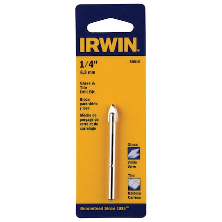 Irwin Irwin 1/4 in. X 4 in. L Carbide Tipped Glass/Tile Drill Bit Straight Shank 1 pk 50516